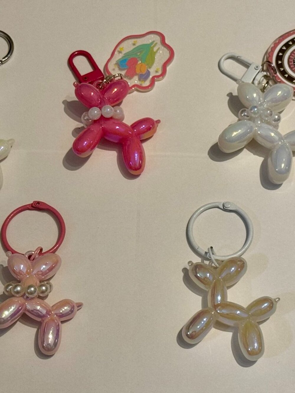 5 Mixed Colors Balloon Dogs Backpack Charms, Keychains, Trinkets